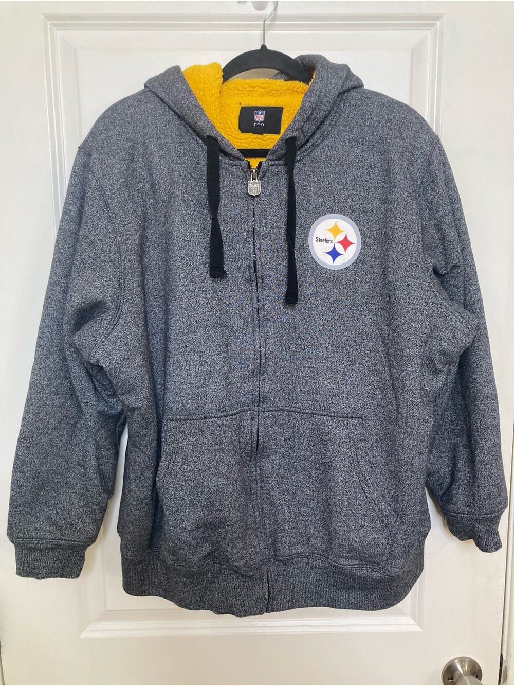 NFL Pro Line Pittsburgh Steelers Men's Full Zip Sherpa Lined Hoodie Size 2XL